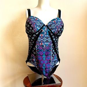 Swim suit Meet Curve Large multicolor with braided cut out